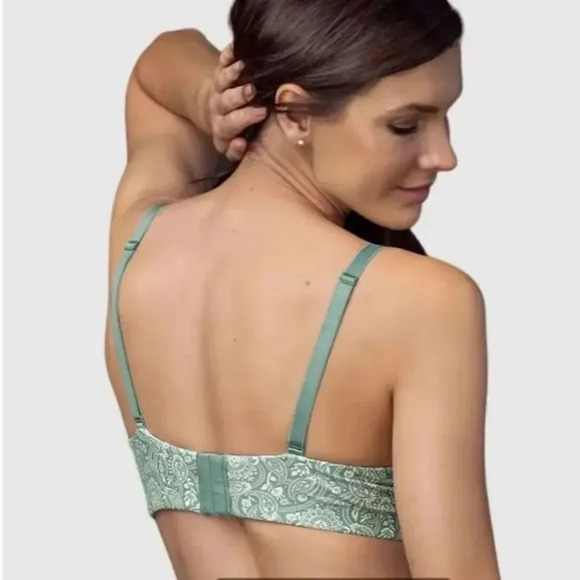 NWT Leonisa Green and Ivory Print Triangular Padded Push Up Bra - Size 34B - Picture 3 of 6